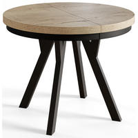 ESSZIMMERTISCH EVO, ausziehbarer Tisch 120 cm bis 220 cm, Farbe: HALIFAX, mit Holzbeinen in Farbe Schwarz - Schwarz/Naturfarben, Holzwerkstoff (120/120/77cm) - Alpi-Möbel