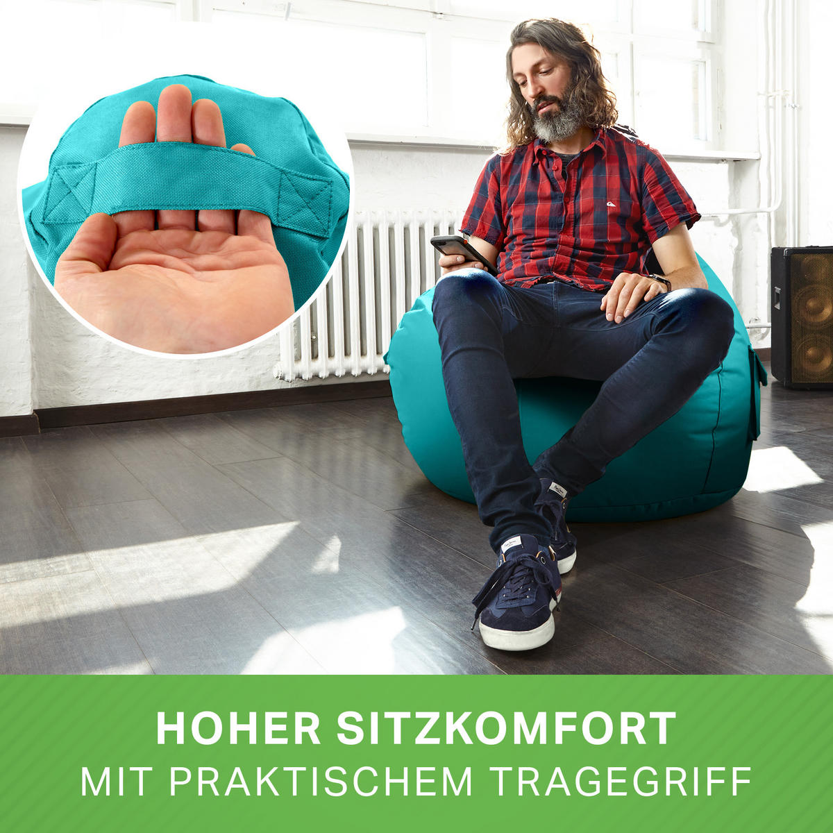 SITZSACK Lounge Chair "Cozy" 80x70x90cm - Hellblau, Textil (70/90/80cm) - Green Bean