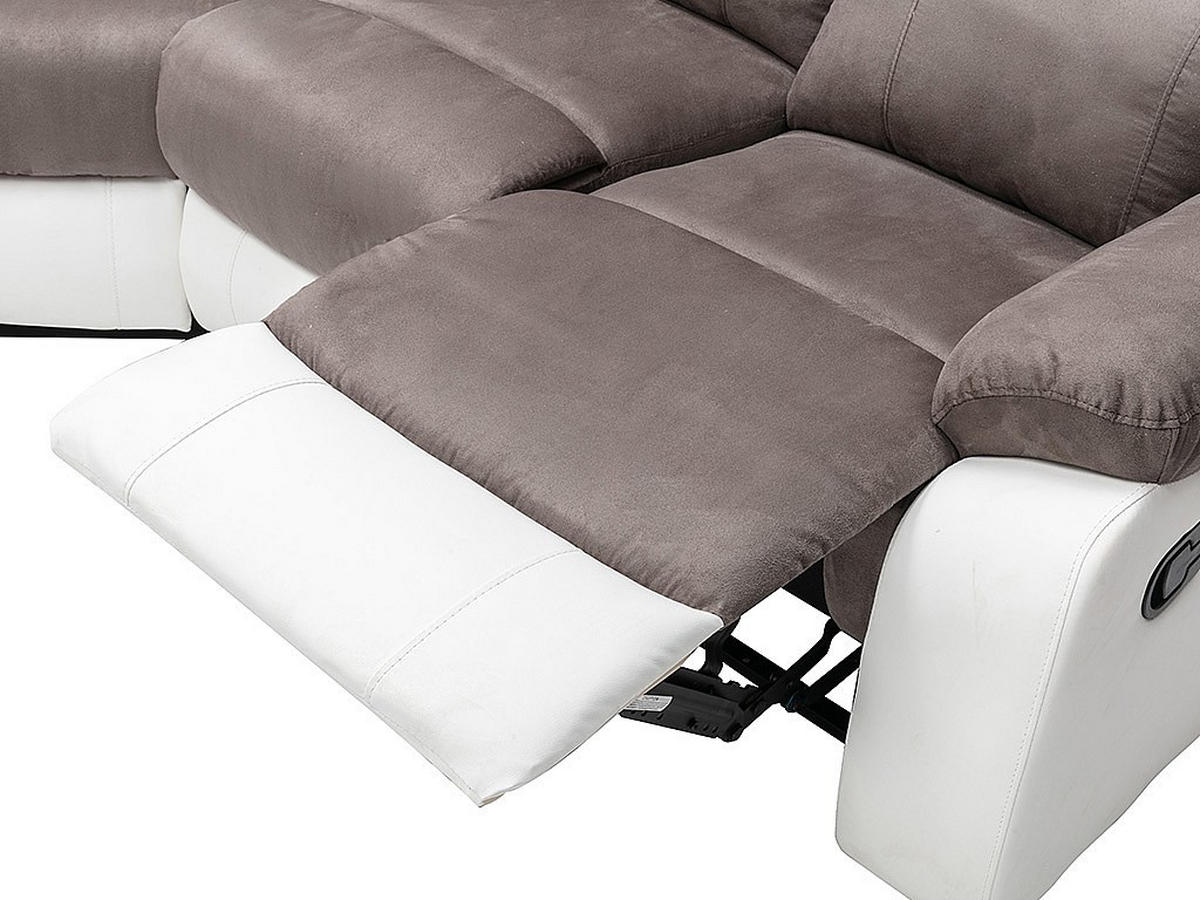 RELAXSOFA - 5 Personen - stoff - grau, weiß Tolzano - Weiß/Grau, Kunststoff/Textil (226/100.5/226cm) - Vente-Unique