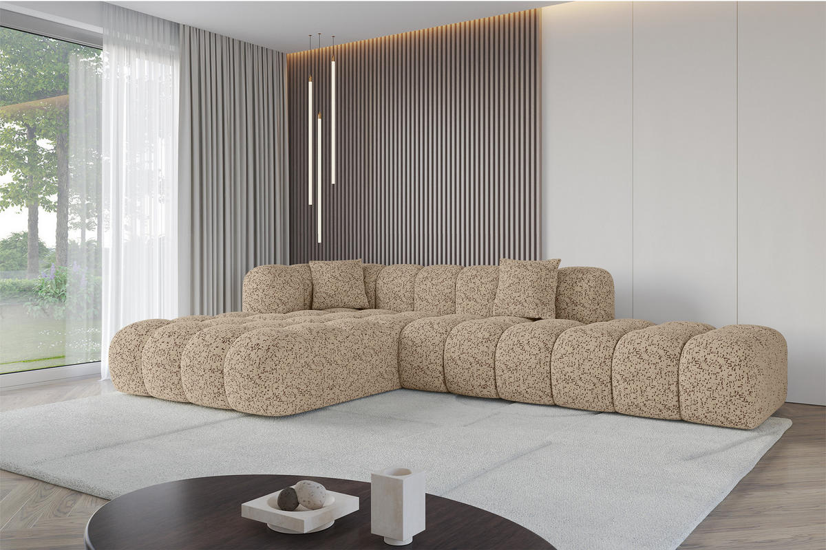 ECKSOFA Ottomane Links OLEA-L2 - 289x176x71 cm Braun - Schwarz/Braun, Holzwerkstoff/Kunststoff (289/176cm)