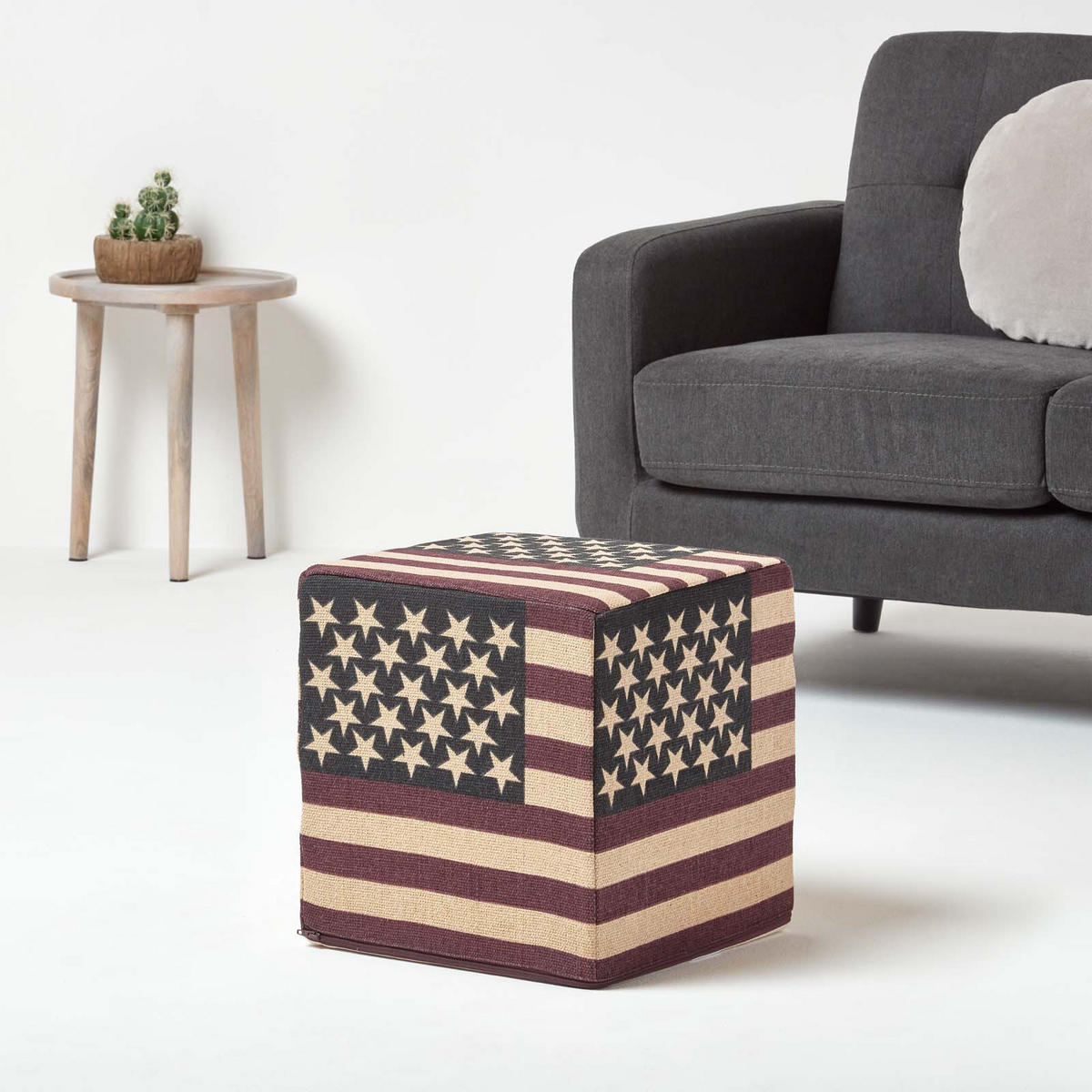 SITZWÜRFEL Stars & Stripes im Vintage-Stil, 36/36/38 cm - Dunkelblau, Textil (36/38/36cm) - Homescapes