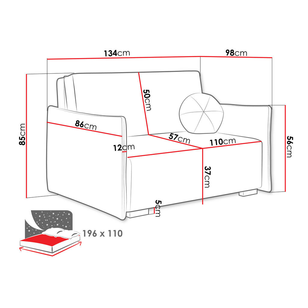 Thumbnail - Mirjan24 Schlafsofa, Natur, Textil, 2-Sitzer, Rechteckig, 134x85x98 cm, Wohnzimmer, Sofas & Couches, Schlafsofas
