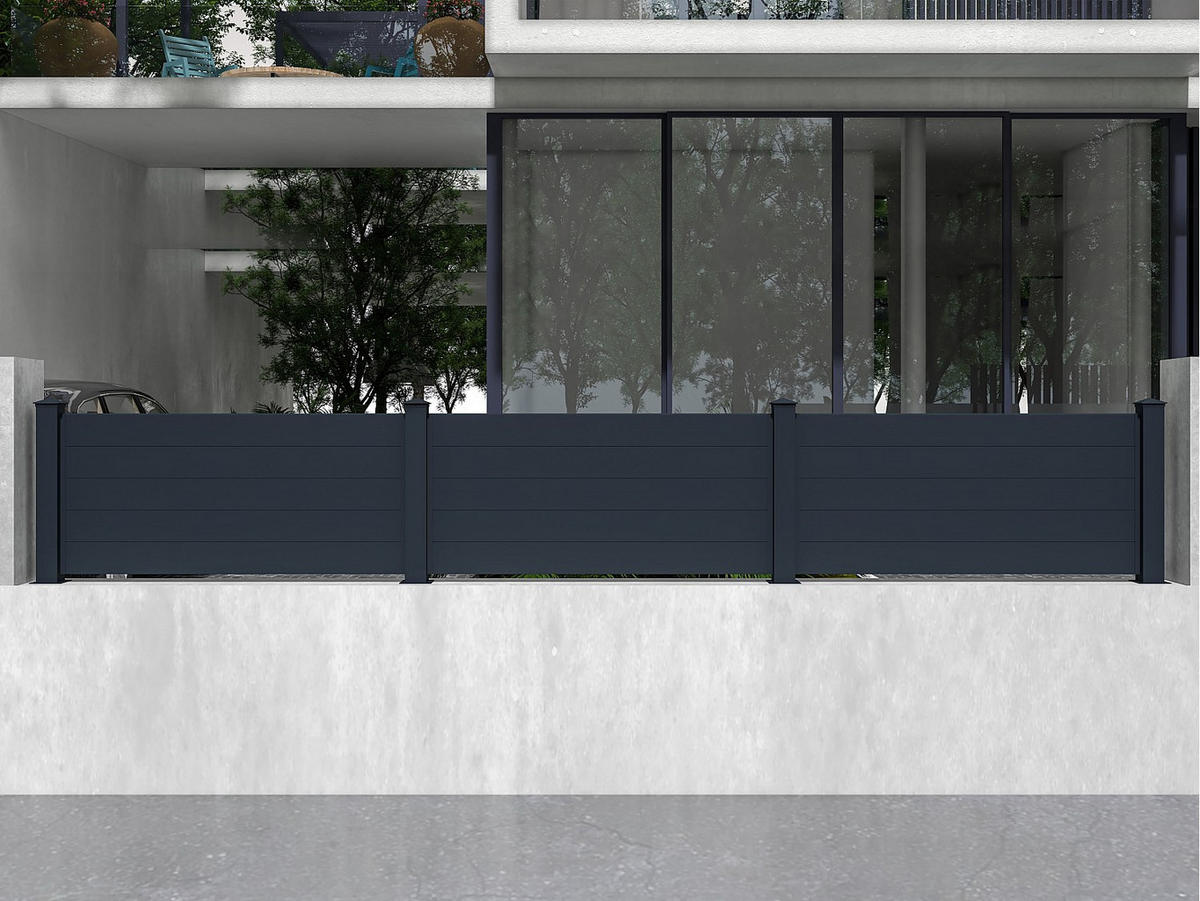 ZAUN - 189 cm x 10.3 cm - metall - anthrazitgrau Nazario - Anthrazit, Metall (189/78cm) - Vente-Unique