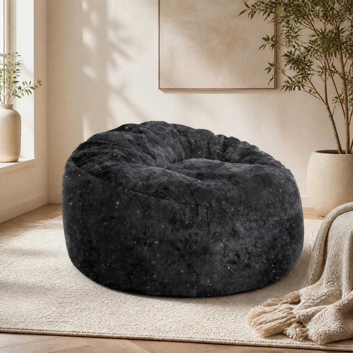 SITZSACKSESSEL mit hoher Rückenlehne Schwarz - Schwarz, Kunststoff (103/65/103cm) - Beauniv
