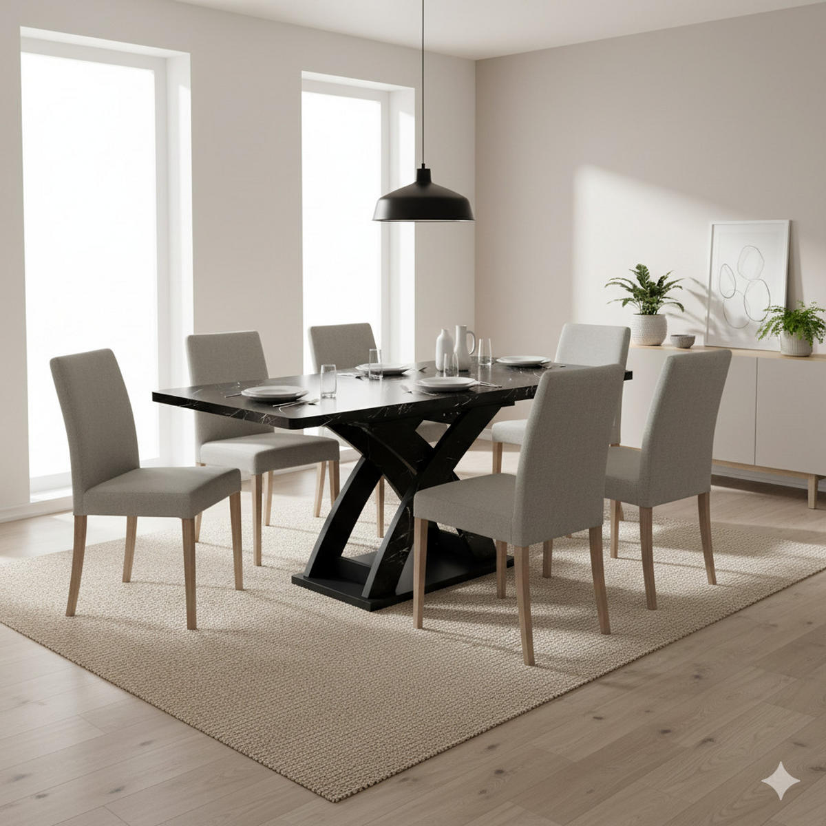 ROZKLADACÍ JEDÁLENSKÝ STÔL – čierny MDF s funkciou rozťahovania a základňou v tvare X - Eiche San Remo, Holzwerkstoff/Metall (80/120/75cm) - Urban Meuble