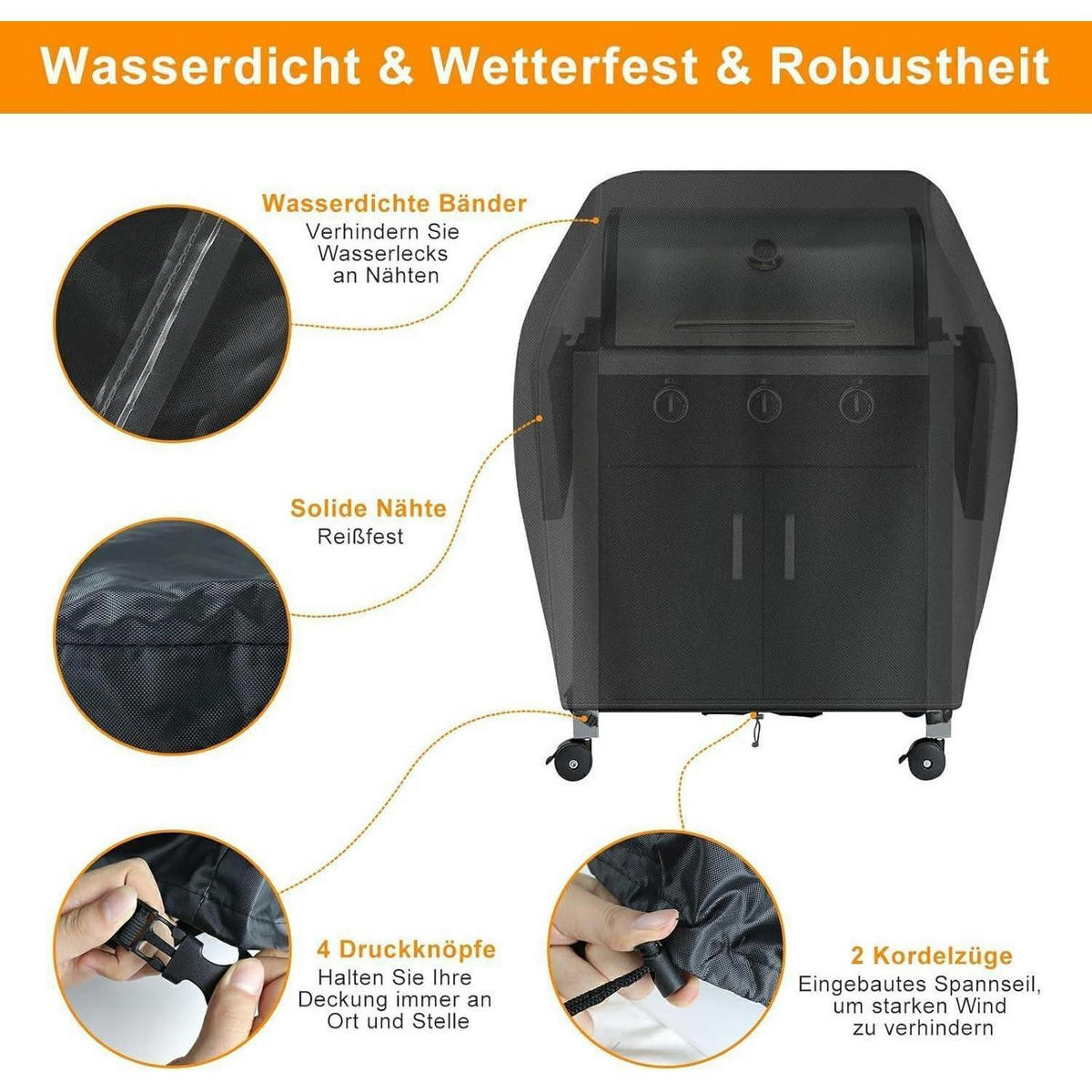 ABDECKHAUBE für Gasgrill 110 cm - Schwarz, Kunststoff (54/110/90cm)