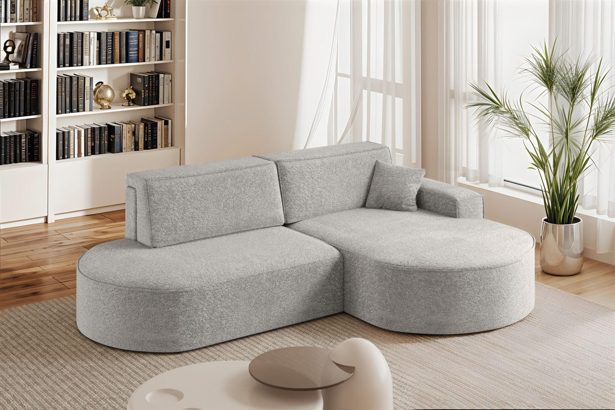 ECKSOFA Venedig Mit Schlaffunktion - Hellgrau, Holzwerkstoff/Textil (278/179cm) - Fun Möbel