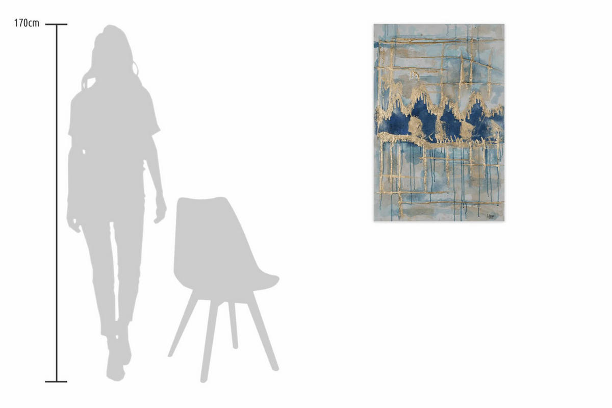 OLEJOMAĽBA 60/90 cm, More a pláž - zlatá, drevo/textil (60/90cm) - KUNSTLOFT
