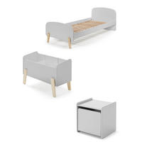 KINDERZIMMER Set Karilynn 3 Massivholz+MDF hellgrau - Hellgrau, Holz (230/73/130cm) - 58aufmkessel