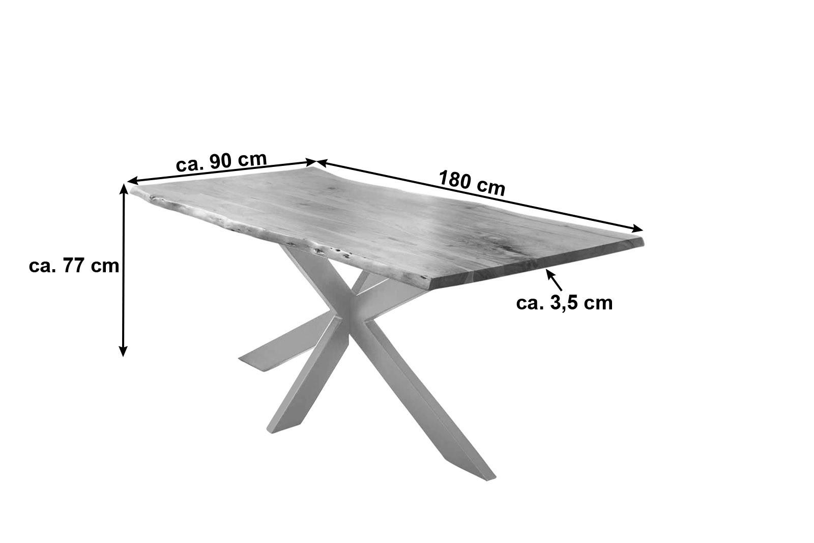 ESSTISCH TABEA - Beige/Silberfarben, Holz/Metall (90/180/77cm) - SAM