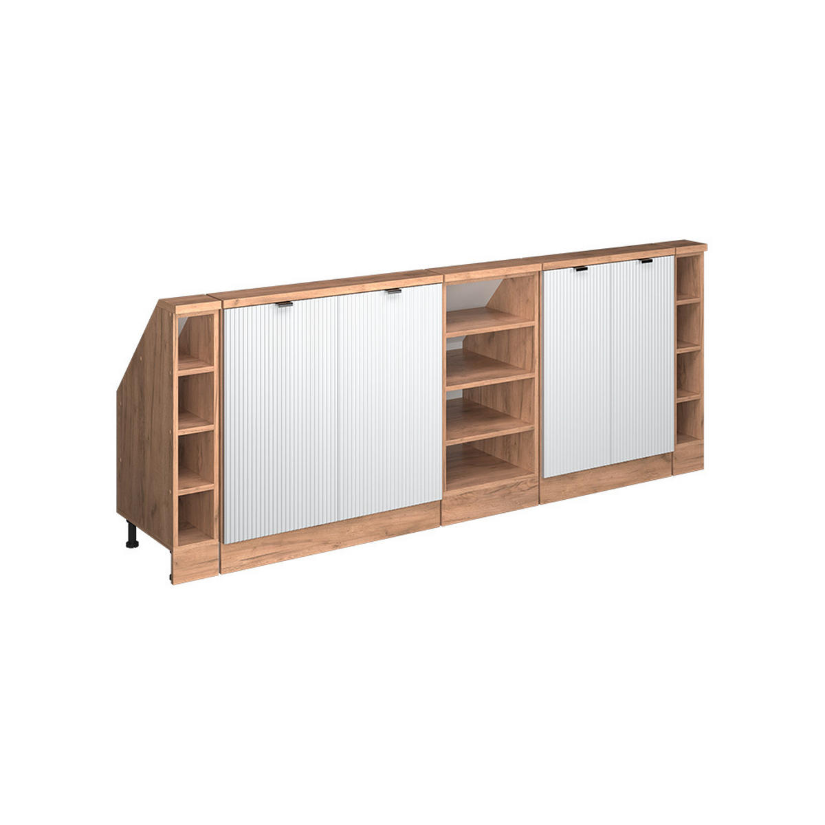 DACHSCHRÄGENSCHRANK-SET Rion Weiß Riffel 210 cm 5er Set - Weiß, Holzwerkstoff (210/81.6/46cm) - Vicco