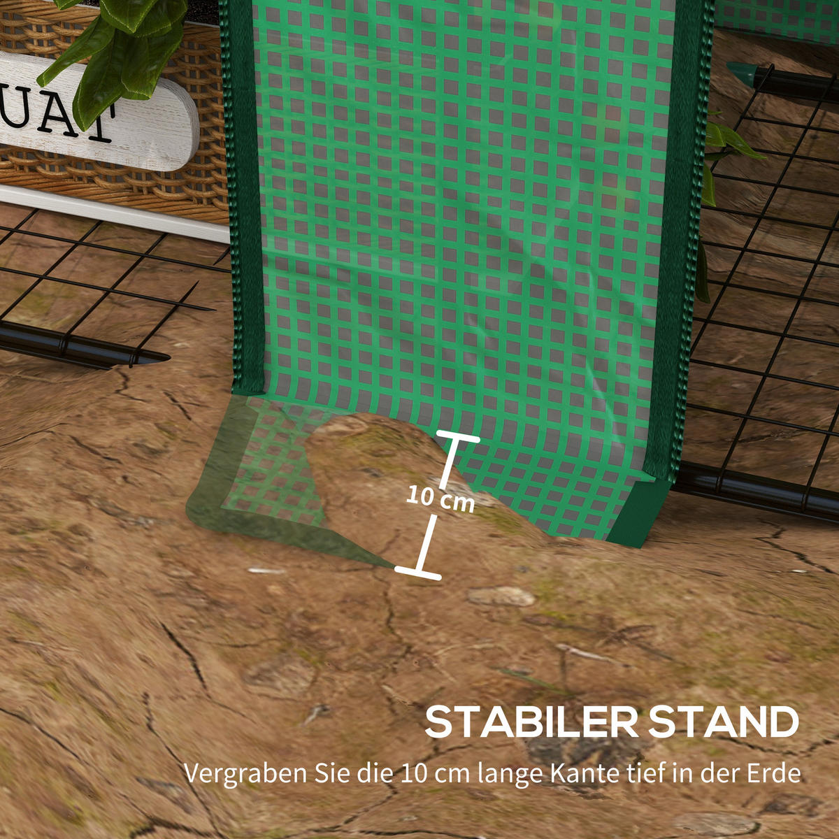 GEWÄCHSHAUS mit Regale Doppeltüren Pultdach, winterfest Foliengewächshaus - Grün, Metall (46/151/143cm) - Outsunny