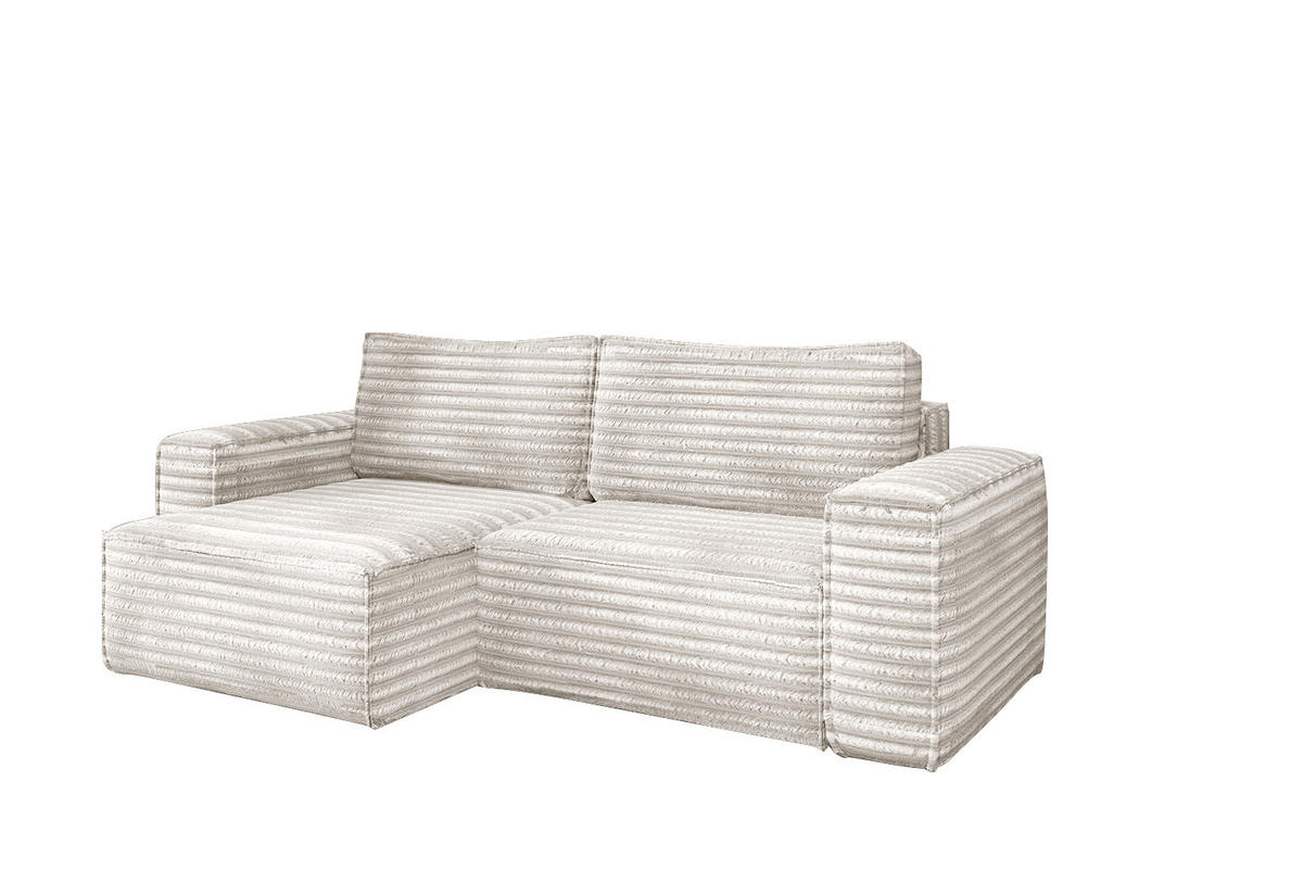 ECKSCHLAFSOFA Bohoo-Ecksofa mit Schlaffunktion stoff Velo Ecru Links - Ecru, Holz/Textil (140/248cm) - Kaiser Möbel