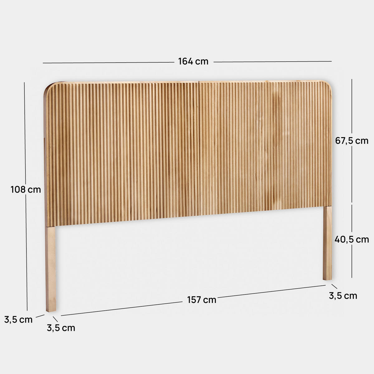 KOPFTEIL DOPPELTES Onni Natürlich 164 cm x 108 cm - Naturfarben, Holz (164/3cm) - Klast Home