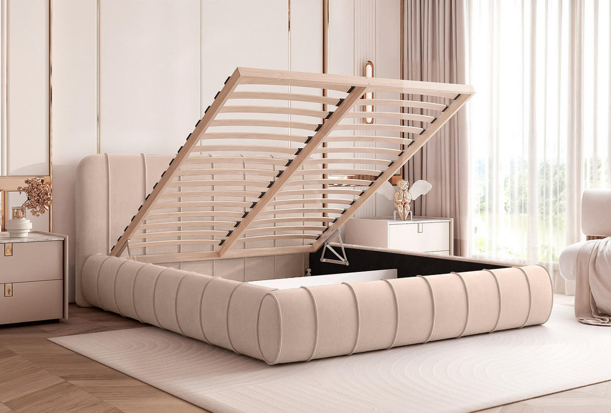 POLSTERBETT TIRO 160x200 cm, Beige - Beige, Textil (200/160cm) - Fedve