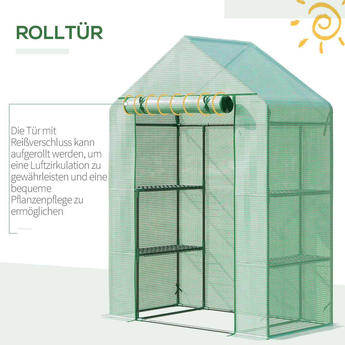 FOLIOVÝ SKLENÍK, zelený, PE plast, ocel - zelená barva, plast (72/191/141cm) - Outsunny