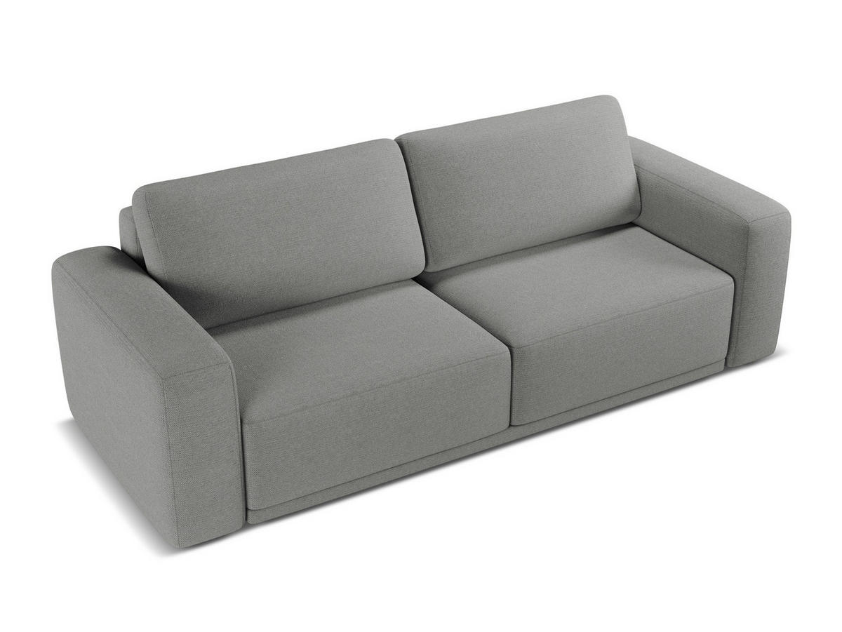 3-SITZER SOFA mit Schlaffunktion Chenille Stoff Grau - Schieferfarben/Schwarz, Kunststoff/Textil (242/91/100cm) - Makamii