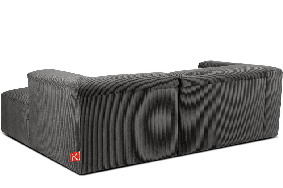 ECKMODULSOFA-RECHTS BUFFO 3/4 Sitzer mit extrem weicher Sitzfläche, Kordstoff, grau - Grau, Textil (237/180cm) - KONSIMO®