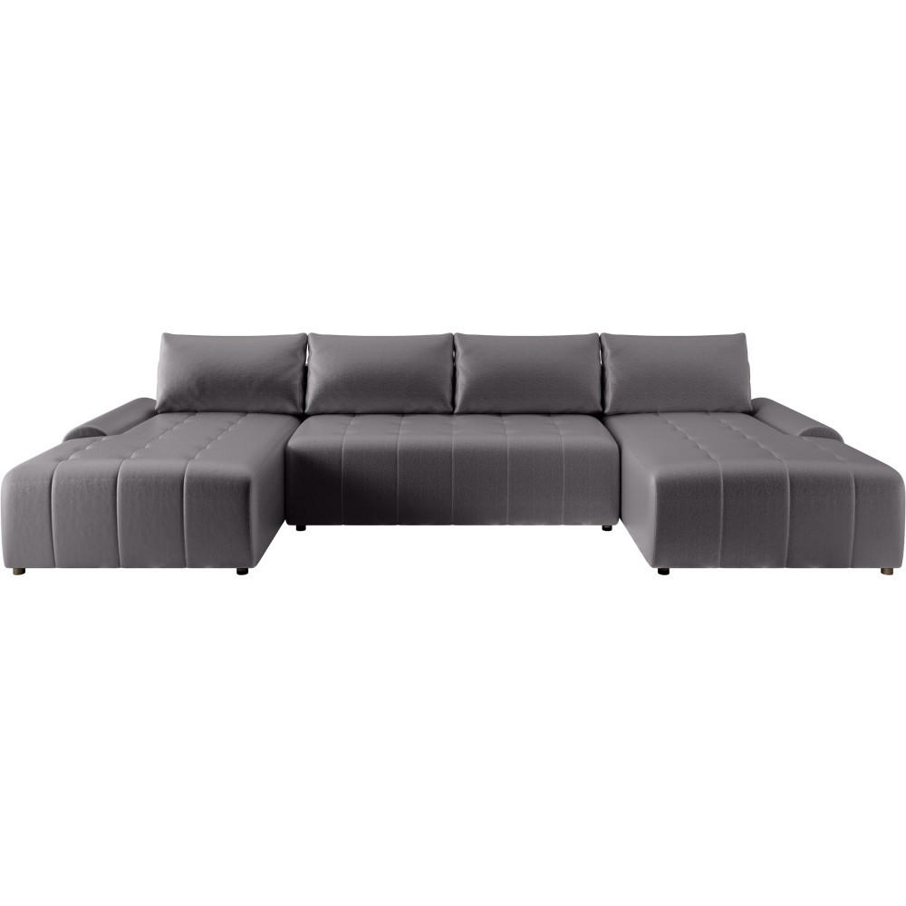 WOHNLANDSCHAFT Costa U Grau - Schwarz/Grau, Kunststoff/Textil (367/80/169cm) - Beautysofa