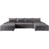 WOHNLANDSCHAFT Costa U Grau - Schwarz/Grau, Kunststoff/Textil (367/80/169cm) - Beautysofa