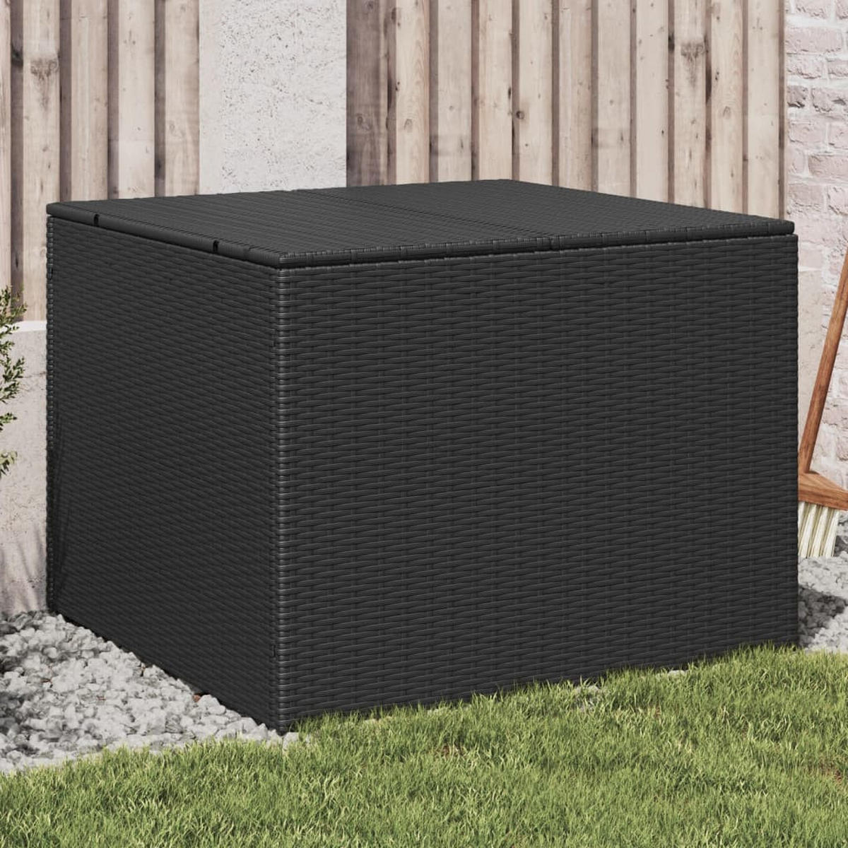GARTENTRUHE Schwarz 291L Poly Rattan - Schwarz, Kunststoff (80/132/75cm) - furnicato