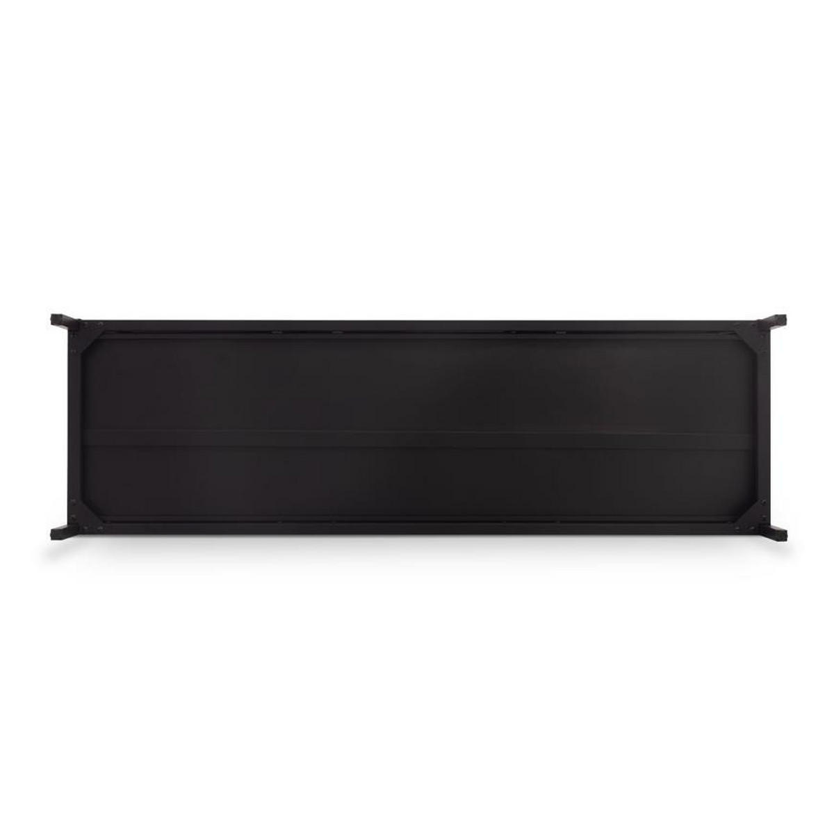 TV-LOWBOARD Metall 130cm 3 Türen, Schwarz und Sicherheitsglas EZRA - Schwarz, Metall (130/55/40cm) - Sicaan