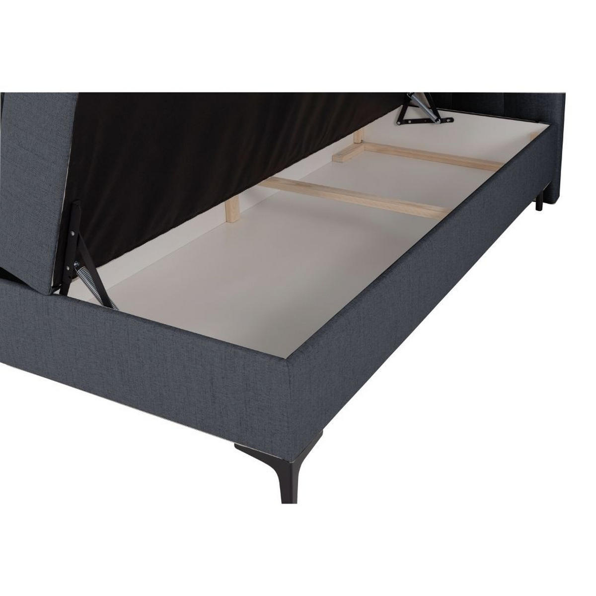 BOXBETT Siena mit Bonnelmatratze und Topper, 140x200, Graphitfarben - Schwarz/Graphitfarben, Holzwerkstoff/Kunststoff (140/200cm) - AN-Moebel 4u