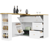 ESSZIMMERSCHRANK aus MDF & Metall 138-204x39x105cm in Weiß - Weiß, Holzwerkstoff (204/105/39cm) - Modfu