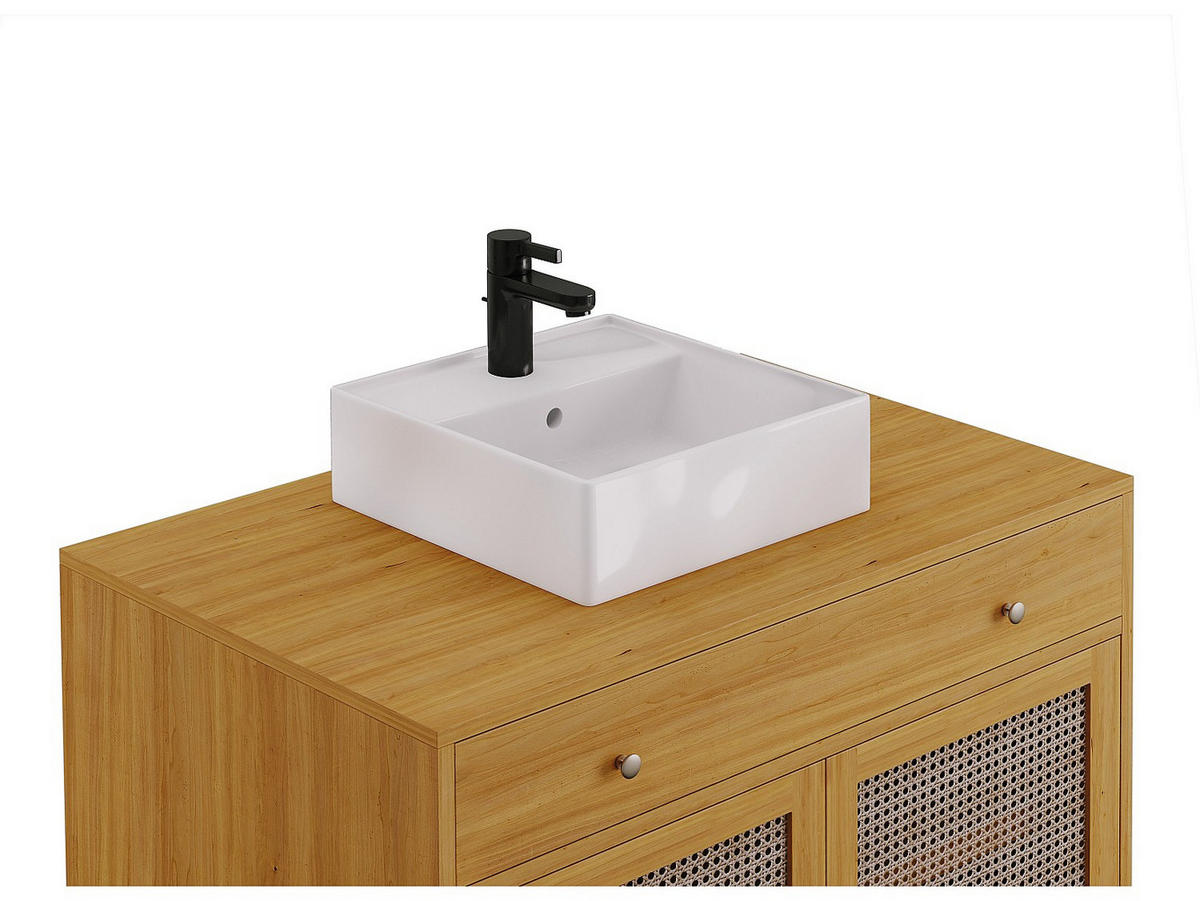EINZELWASCHTISCH - 90 cm x 55 cm - holz - naturfarben hell Mansulan - Weiß, Holz (90/80/55cm) - Vente-Unique