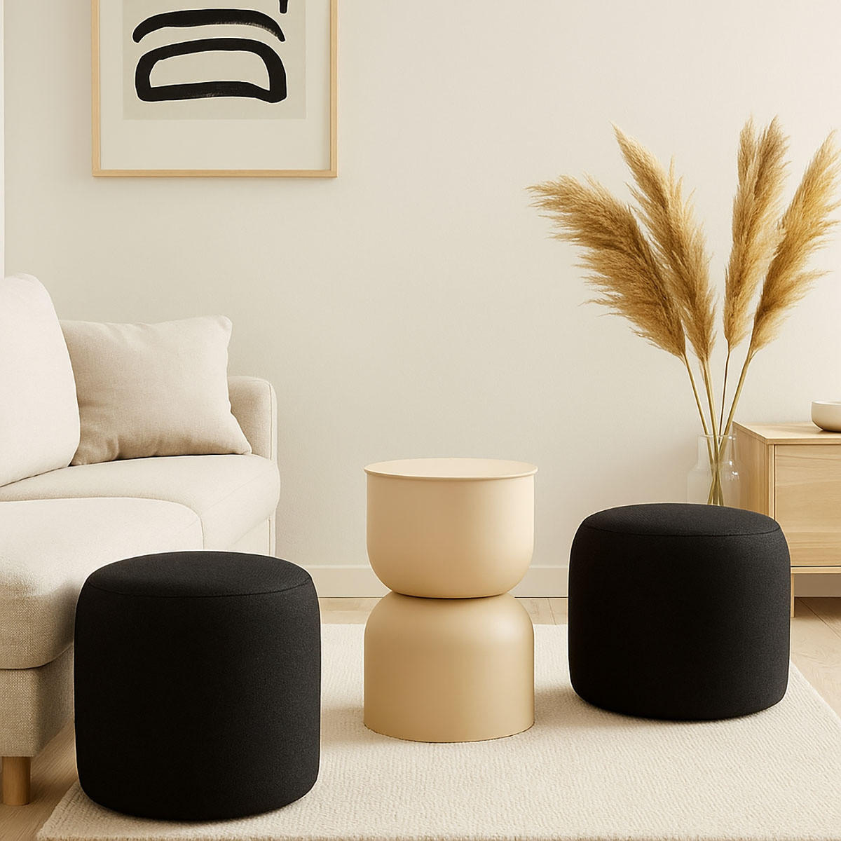 SÄULENTISCH matt Disa Sand 31/31/46 cm - Beige, Metall (31/31/46cm) - Home Styling Collection