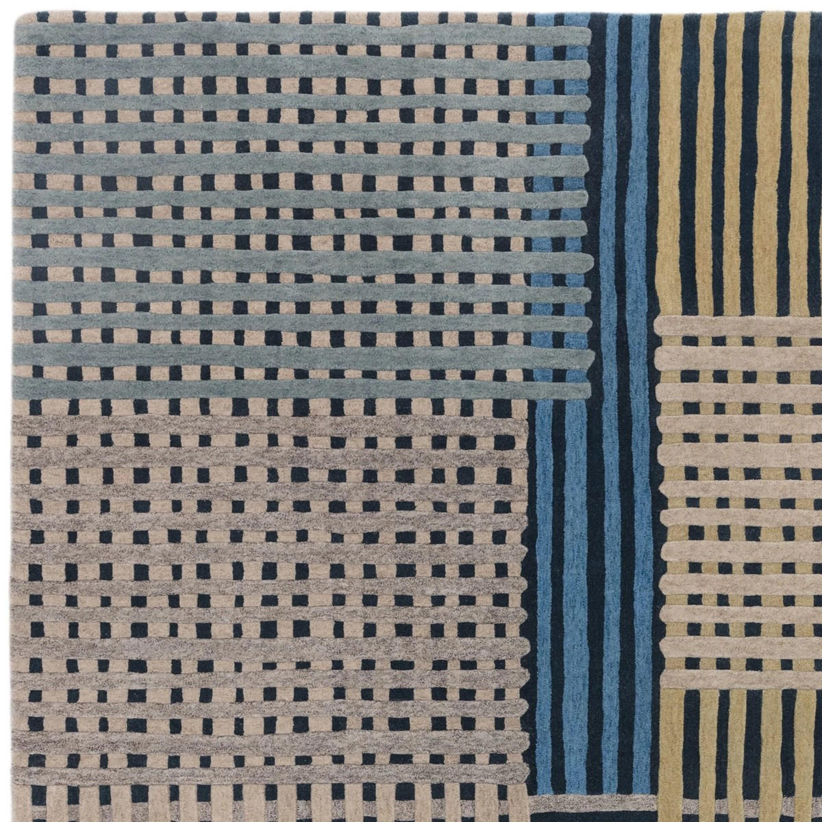 TEPPICH Moderner aus Wolle für Wohn- und Schlafzimmer FACET Blau 200 x 290 cm - Blau, Naturmaterialien (200/290cm) - Novatrend