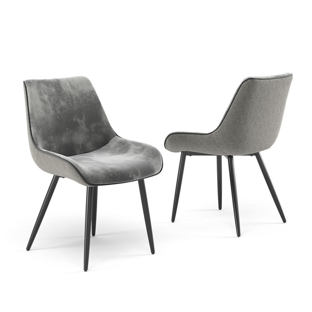 ESSZIMMERSTUHL Eleganza Grau 2er Set - Hellgrau, Metall (53.5/85/59cm) - Vicco