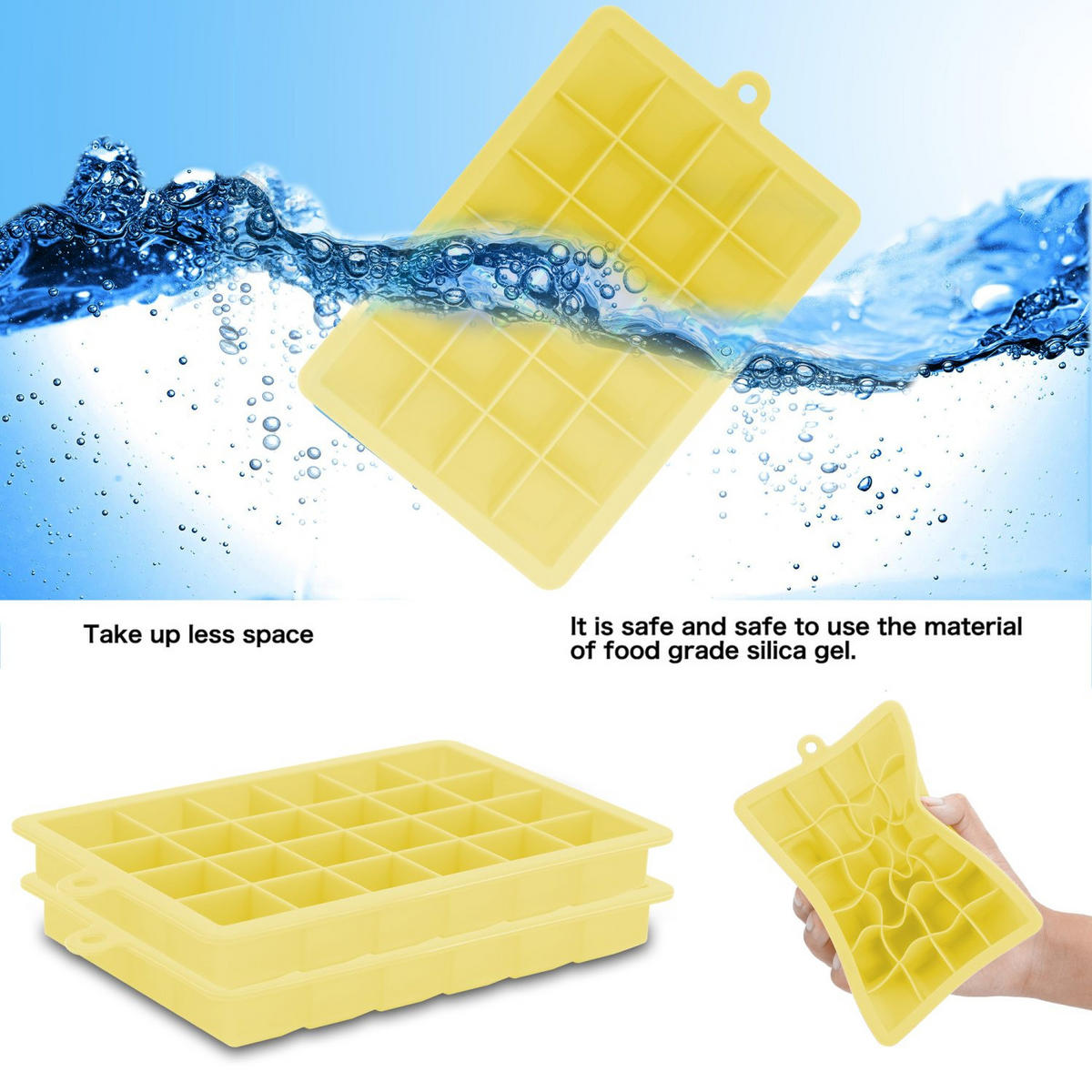 EISWÜRFELFORM 2er Set - Gelb, Kunststoff (13/2.5/18cm) - Intirilife