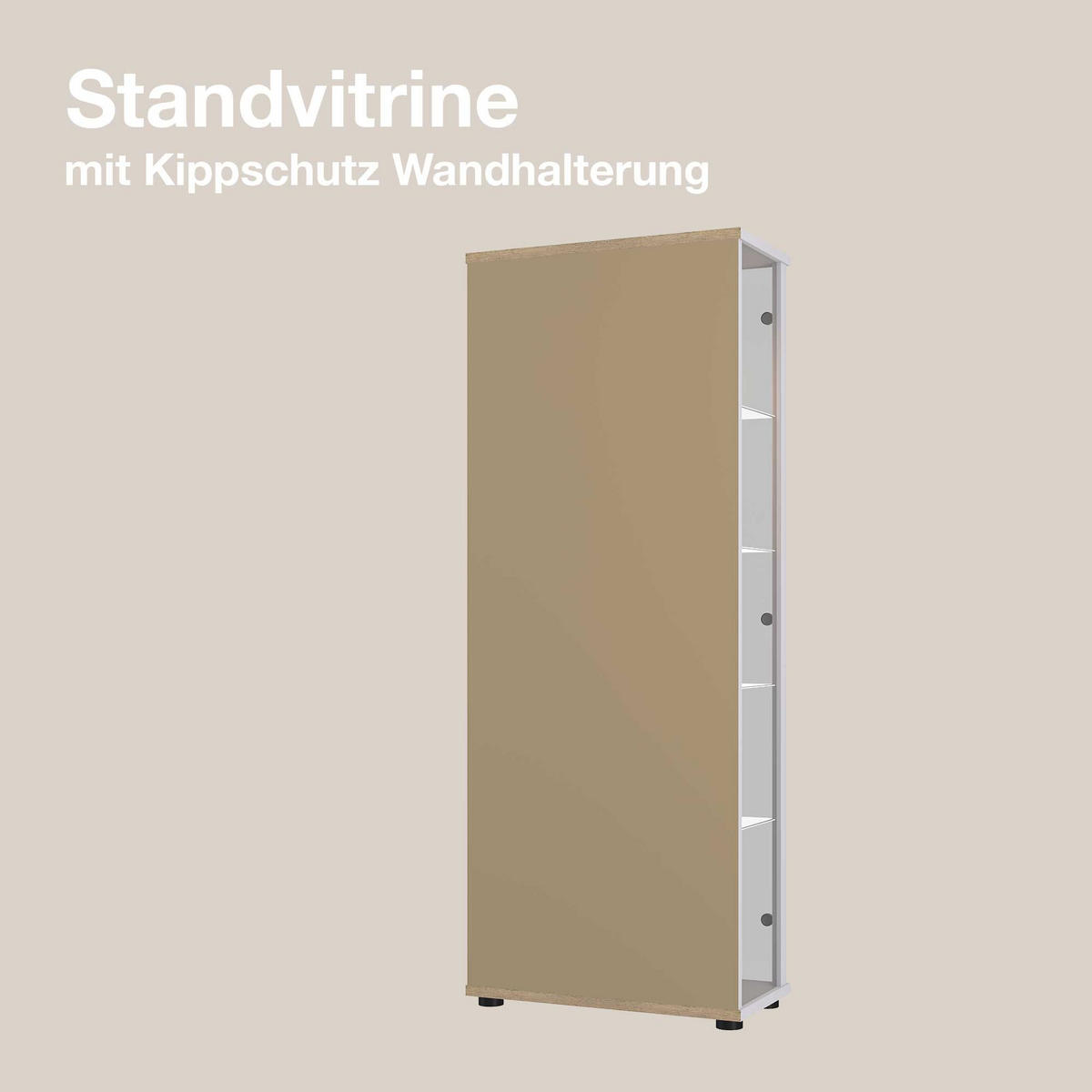 GLASVITRINE 33/67/176 cm mit Spiegel, LED, Schloss & 4 höhenverstellbaren Glasböden - Transparent/Silberfarben, Glas/Holzwerkstoff (67/176/33cm) - K-Möbel