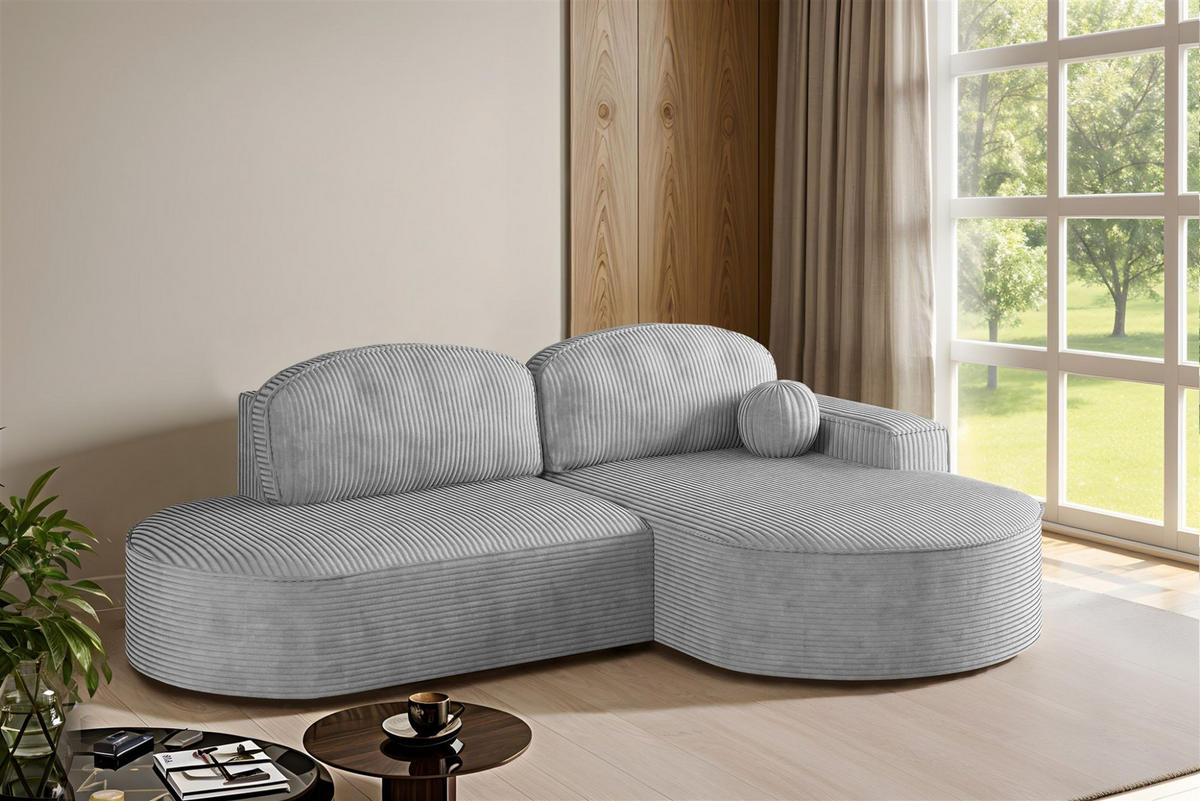 ECKSOFA Girona Mit Schlaffunktion - Hellgrau, Holzwerkstoff/Textil (278/179cm) - Fun Möbel