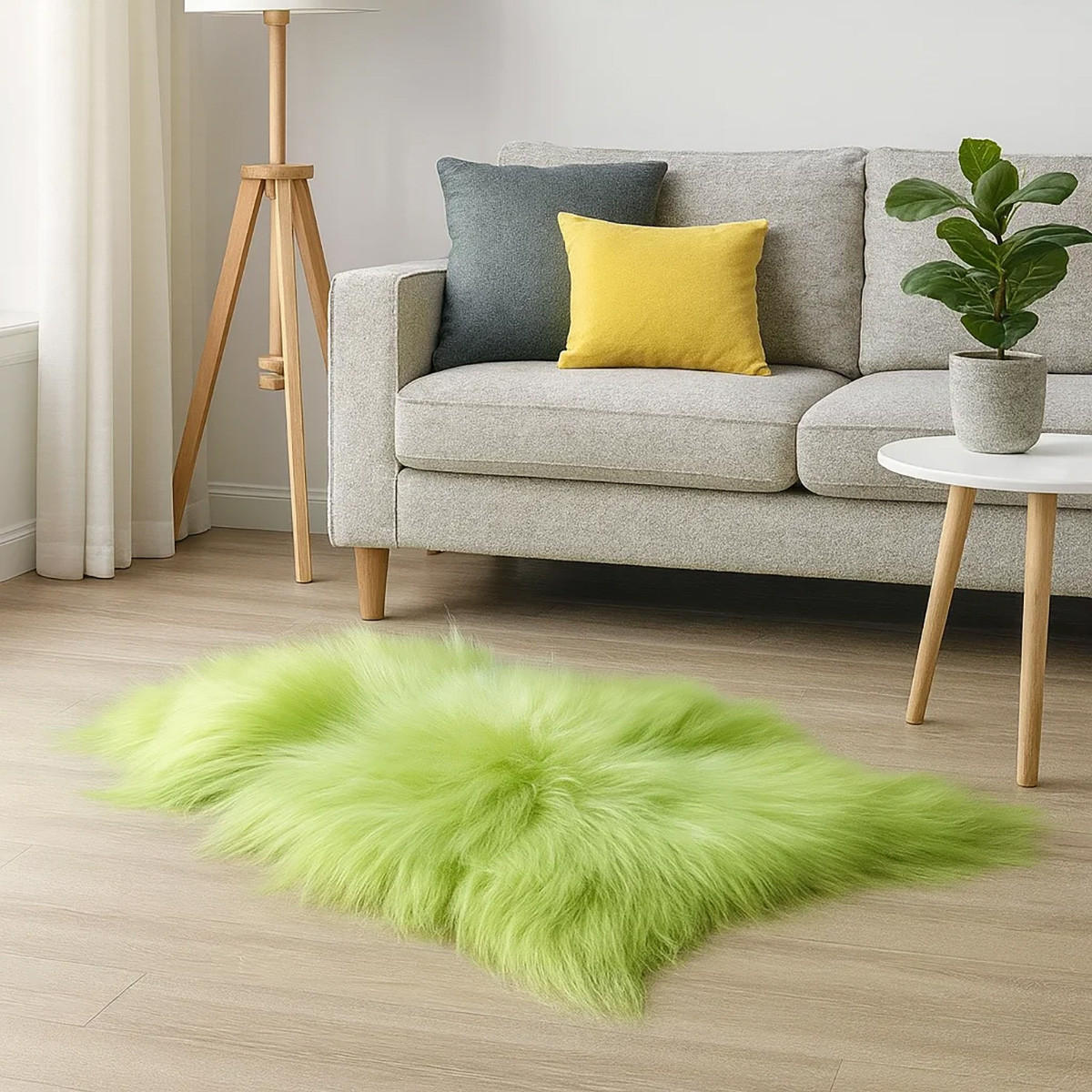 SCHAFFELL Island Hellgrün, Lange Zottelige Wolle, ca. 100 cm - Hellgrün, Fell (600/100cm) - Provellus