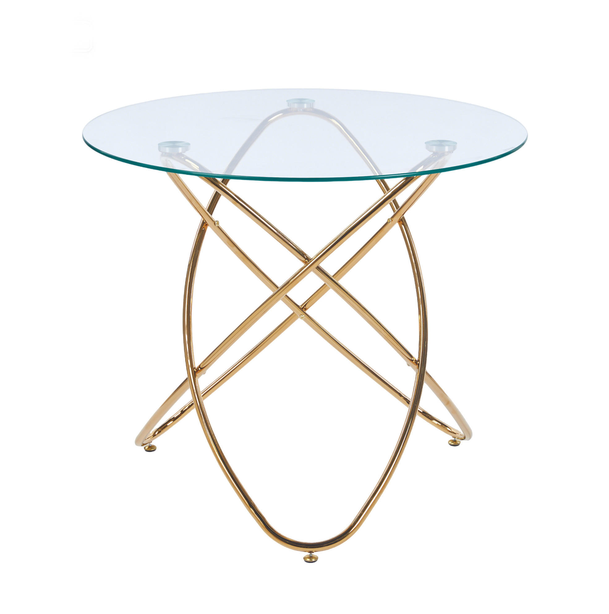 ESSTISCH 80/80/75 cm Goldfarben aus Glas und Metall - Goldfarben, Metall (80/80/75cm) - OKMYHOME