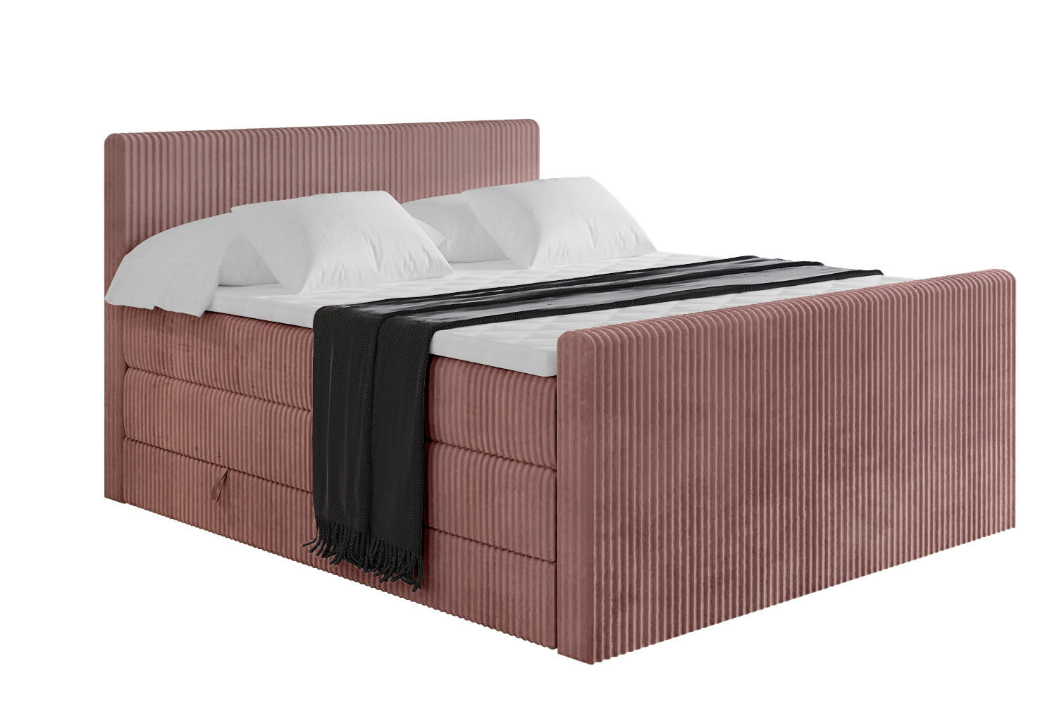 BOXSPRINGBETT mit Matratze H3|H4 und Lattenrost - TOLO-Z KING 120x200 Cord - Hellrosa - Hellrosa, Holzwerkstoff (120/200cm) - ALTDECOR