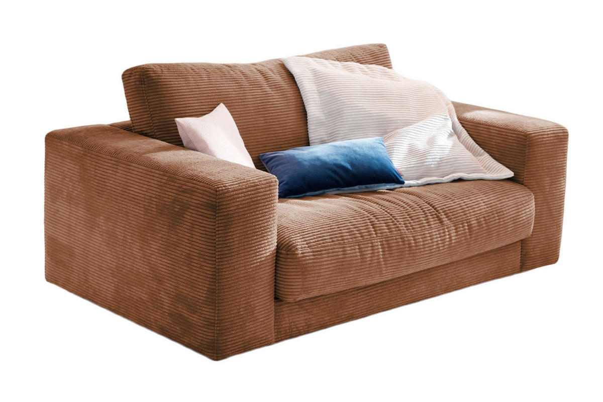 LOVESEAT MADELINE Braun Cord - Schwarz/Braun, Kunststoff/Textil (170/86/127cm) - KAWOLA