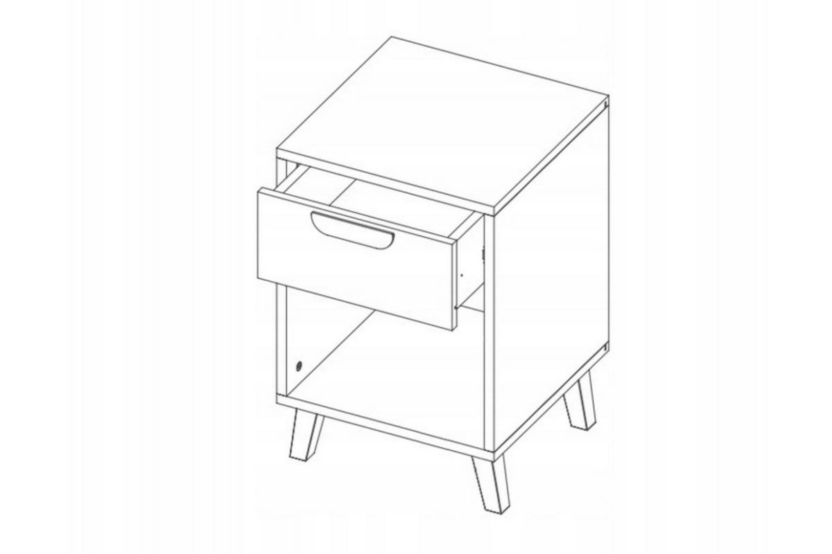 KINDER-NACHTTISCH JUSTIN 11 40 cm breit in Weiß / Graphit / Grau / Eiche - Eichefarben/Graphitfarben, Holzwerkstoff (41/58/40cm) - Deine Möbel 24