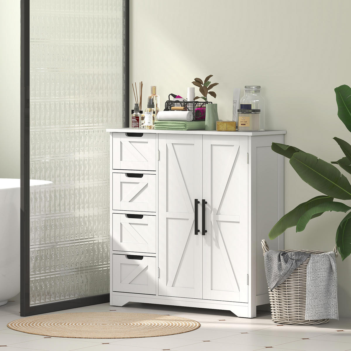 BADSCHRANK Weiß 81,2/30/83,8 cm - Weiß, Holzwerkstoff (81.2/83.8/30cm) - PANGIVO