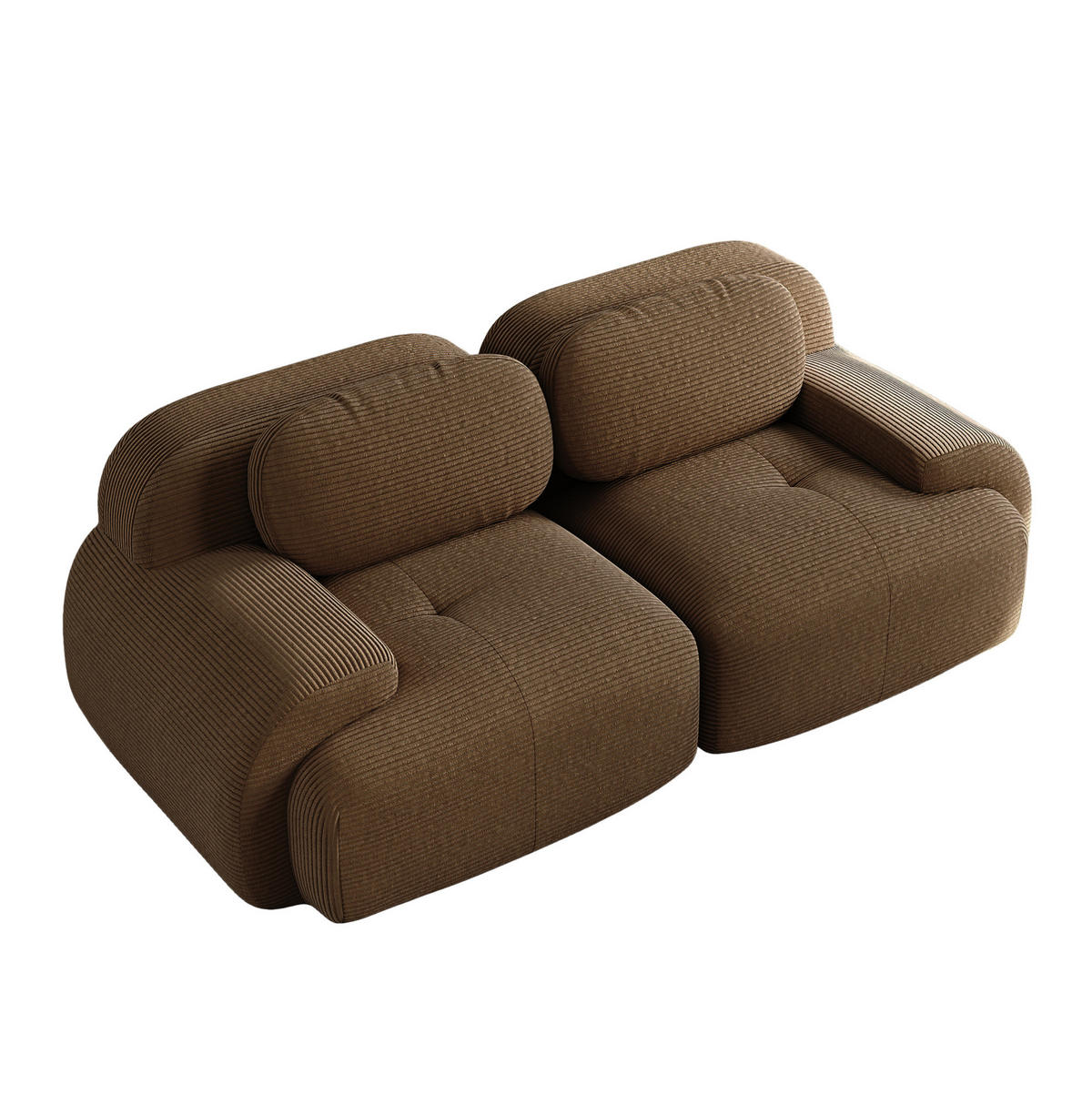 MODULÁRNÍ rohová pohovka z manšestrové látky hnědá bez rámu s měkkým polstrováním - hnědá, textil (103/75/208cm) - OKWISH