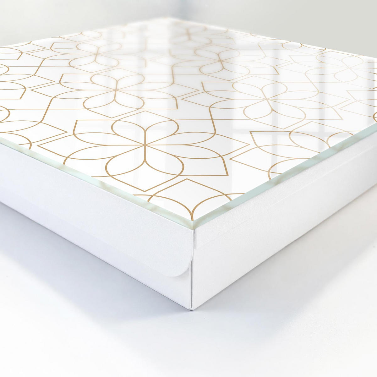 SCHLÜSSELBOX Weiß 30x30 cm – Türöffnung nach rechts - Blumenmuster - Weiß, Metall (30/30/5cm) - TULUP