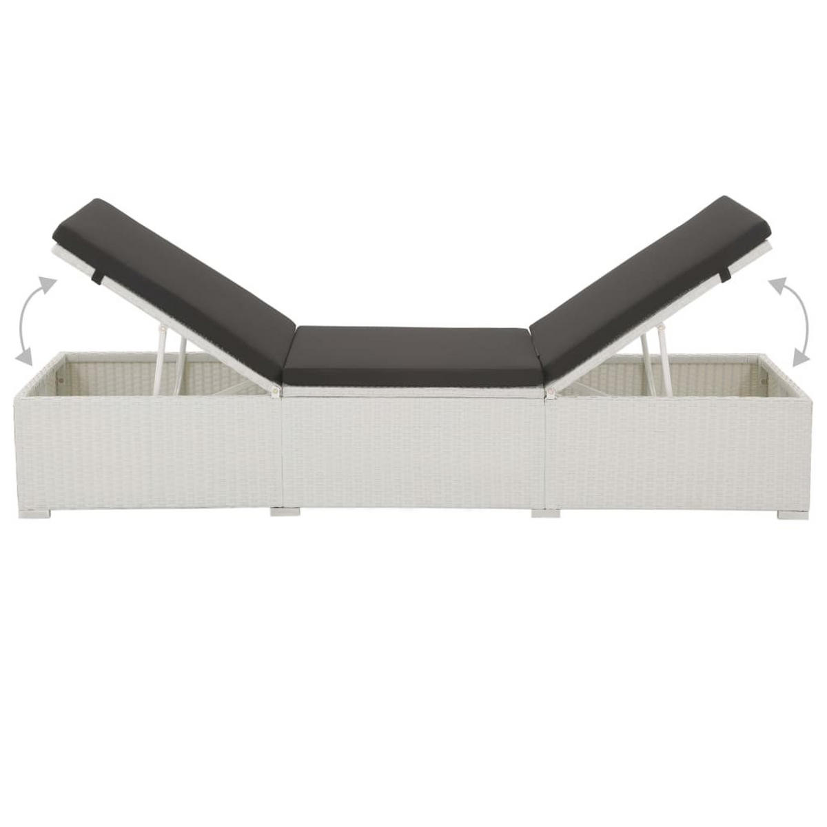 SONNENLIEGE mit Auflage Poly Rattan Weiß - Weiß, Kunststoff (60/68/195cm) - furnicato