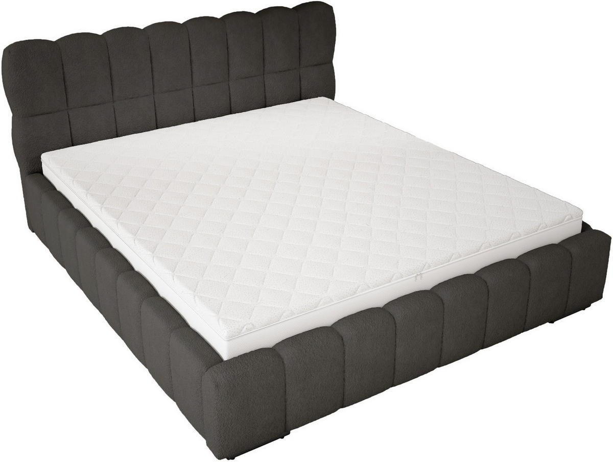 POLSTERBETT 160x200 cm Avilla mit Bettkasten, Lattenrost, Boucle, Schwarz - Schwarz, Holz/Textil (160/200cm) - Emporius