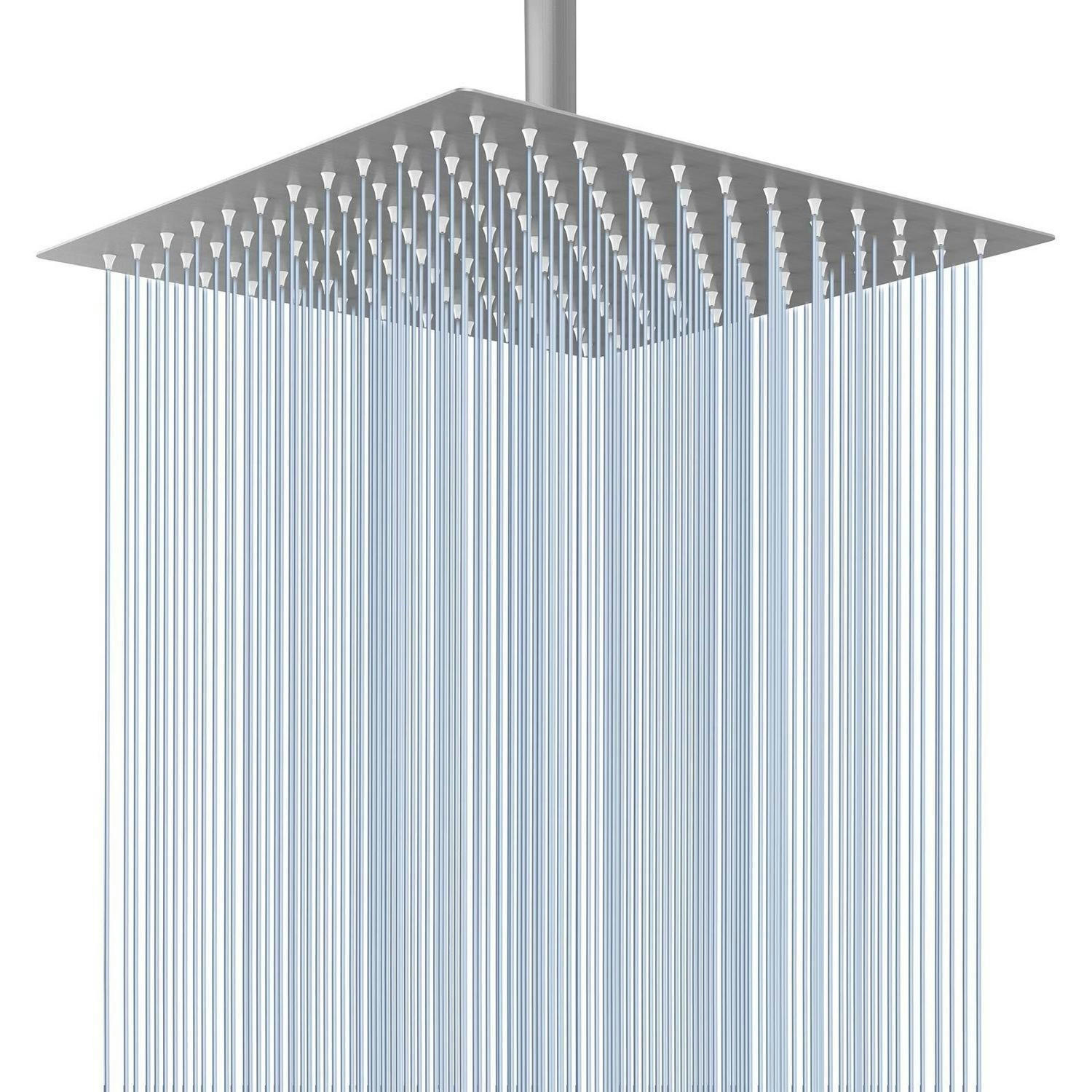 REGENBRAUSE 25 cm Quadrat Gebürstetes Nickel - Silberfarben, Metall (20/12.7/20cm)