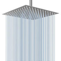 REGENBRAUSE 25 cm Quadrat Gebürstetes Nickel - Silberfarben, Metall (20/12.7/20cm)