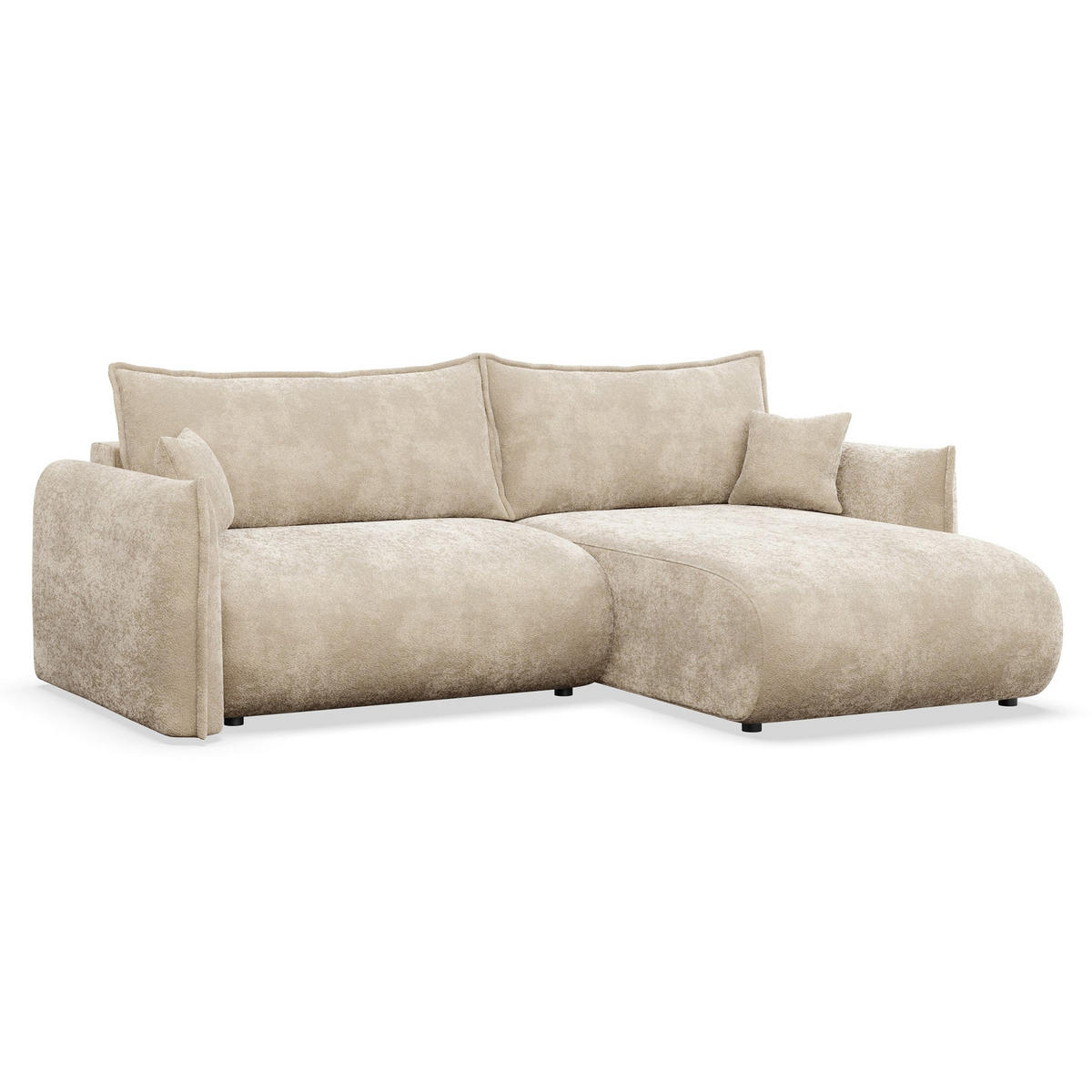 ROHOVÁ SEDAČKA Cushi, pravý roh, béžová žinylka - černá/béžová, textil/plast (183/252cm) - Selsey