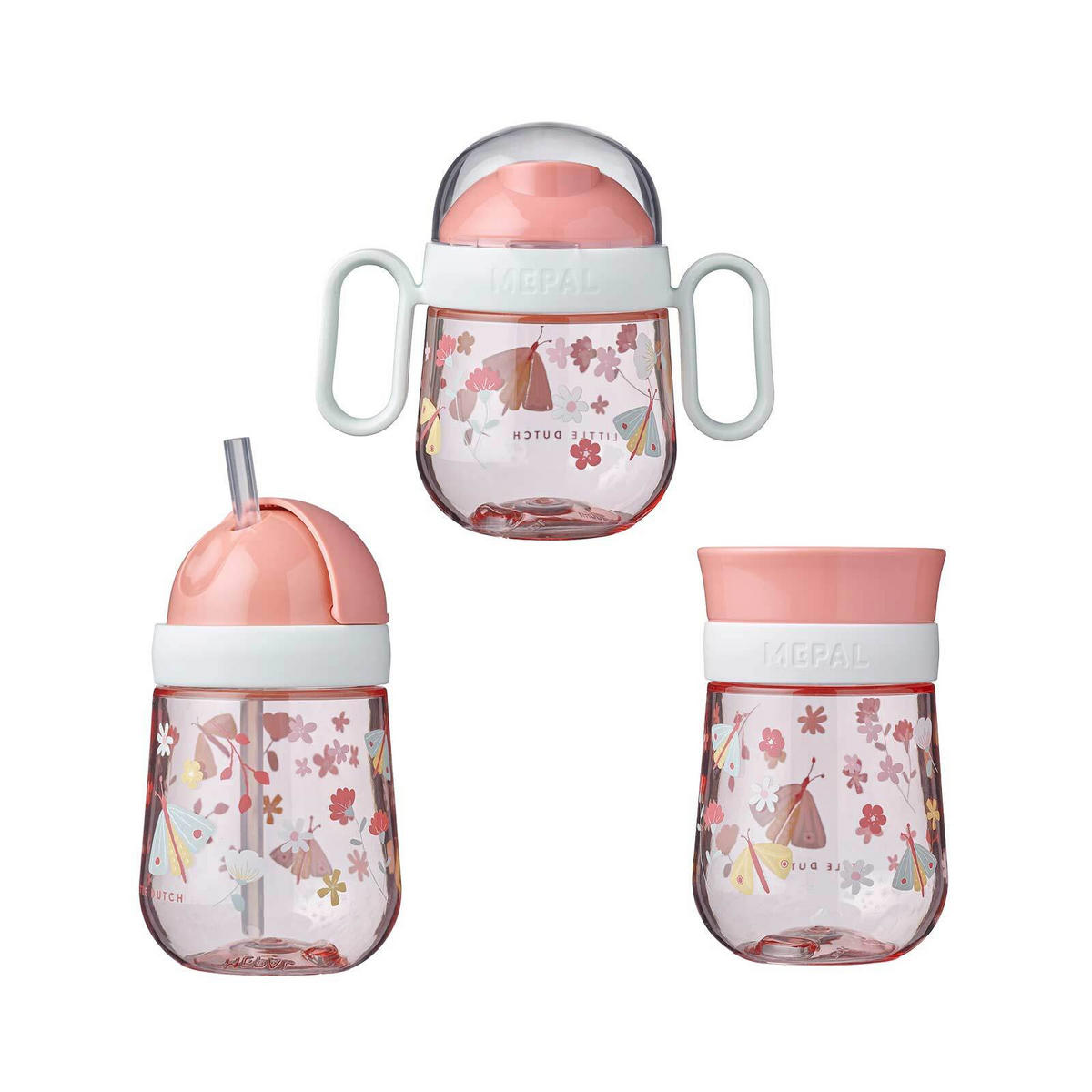 TRINKLERNBECHER Mio Flowers & Butterflies 3er Set - Hellrosa, Kunststoff (0.001L) - Mepal