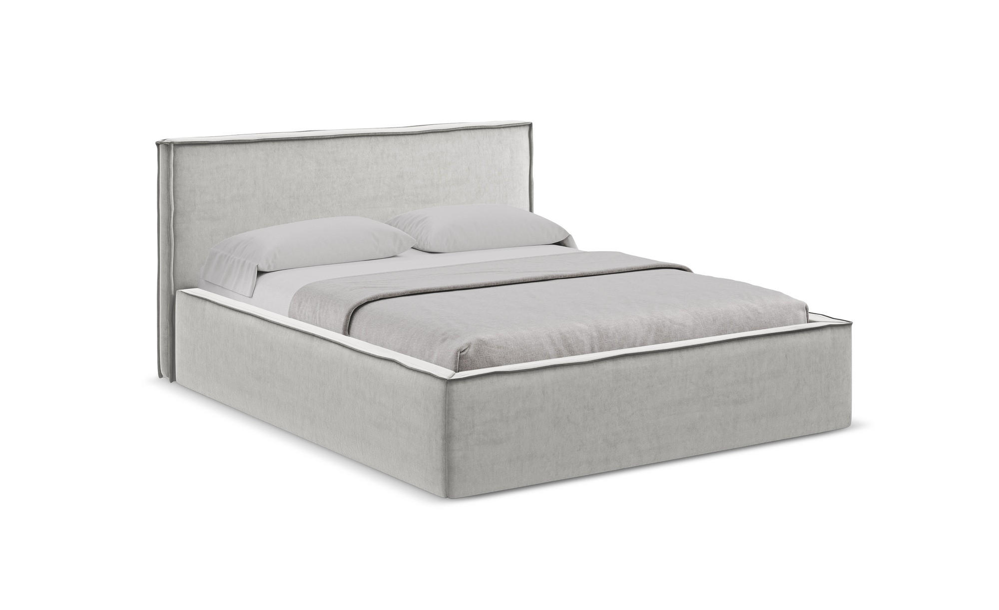 POLSTERBETT mit Bettkasten und Lattenrost 160x228 Grau - Silberfarben/Schwarz, Kunststoff/Textil (140/200cm) - Makamii